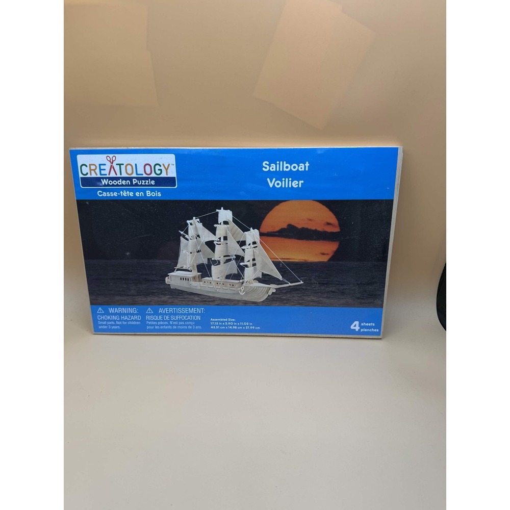 Creatology Sailboat Wooden Puzzle 3D Model Craft Kit 4 Sheets Brand New Sealed